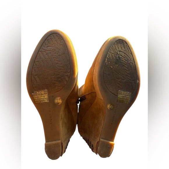 Gianni Bini Brown Suede Lace-Up Wedge Booties Size 8.5M Ankle Boots Corset Back - Picture 13 of 13